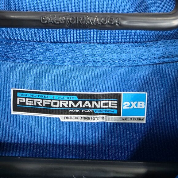 Mens Roundtree & Yorke Performance Blue Golf Polo Shirt Short Sleeve Size 2XB - Picture 2 of 8